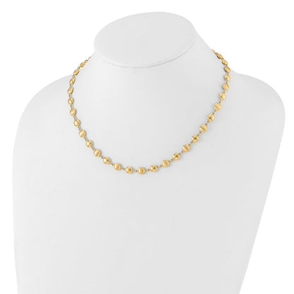14K Yellow Gold Polished and Satin 5.5mm Puffed Circles 17.75 Inch Necklace