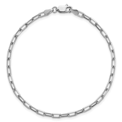 14K White Gold 3.0mm Solid Beveled Paperclip Chain Bracelet