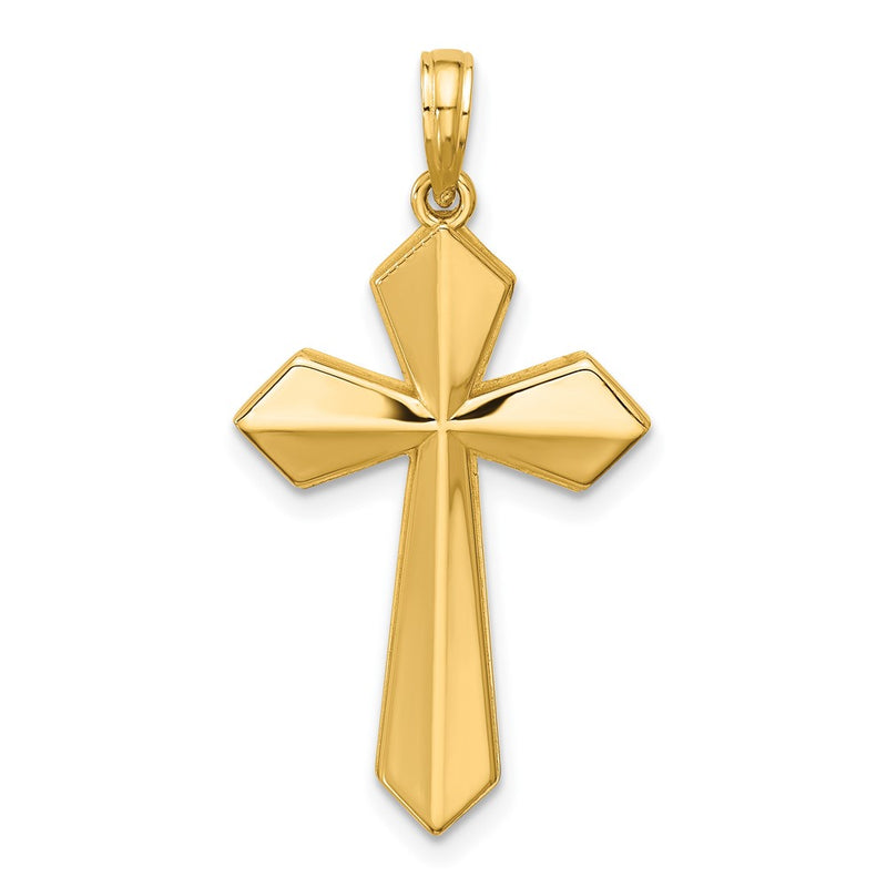 14K Yellow Gold Polished Pointed Christian Cross Pendant