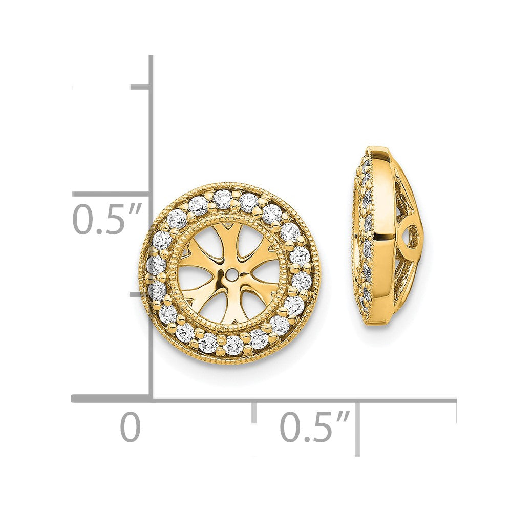 14K Yellow Gold 1/3 carat Diamond Circle Earring Jackets