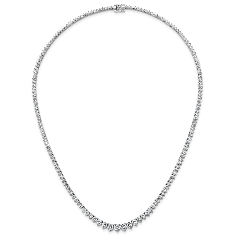 14K White Gold 11 5/8 carat Lab Grown Diamond VS+ F+ Complete Round 20 Inch Graduated Tennis Necklace