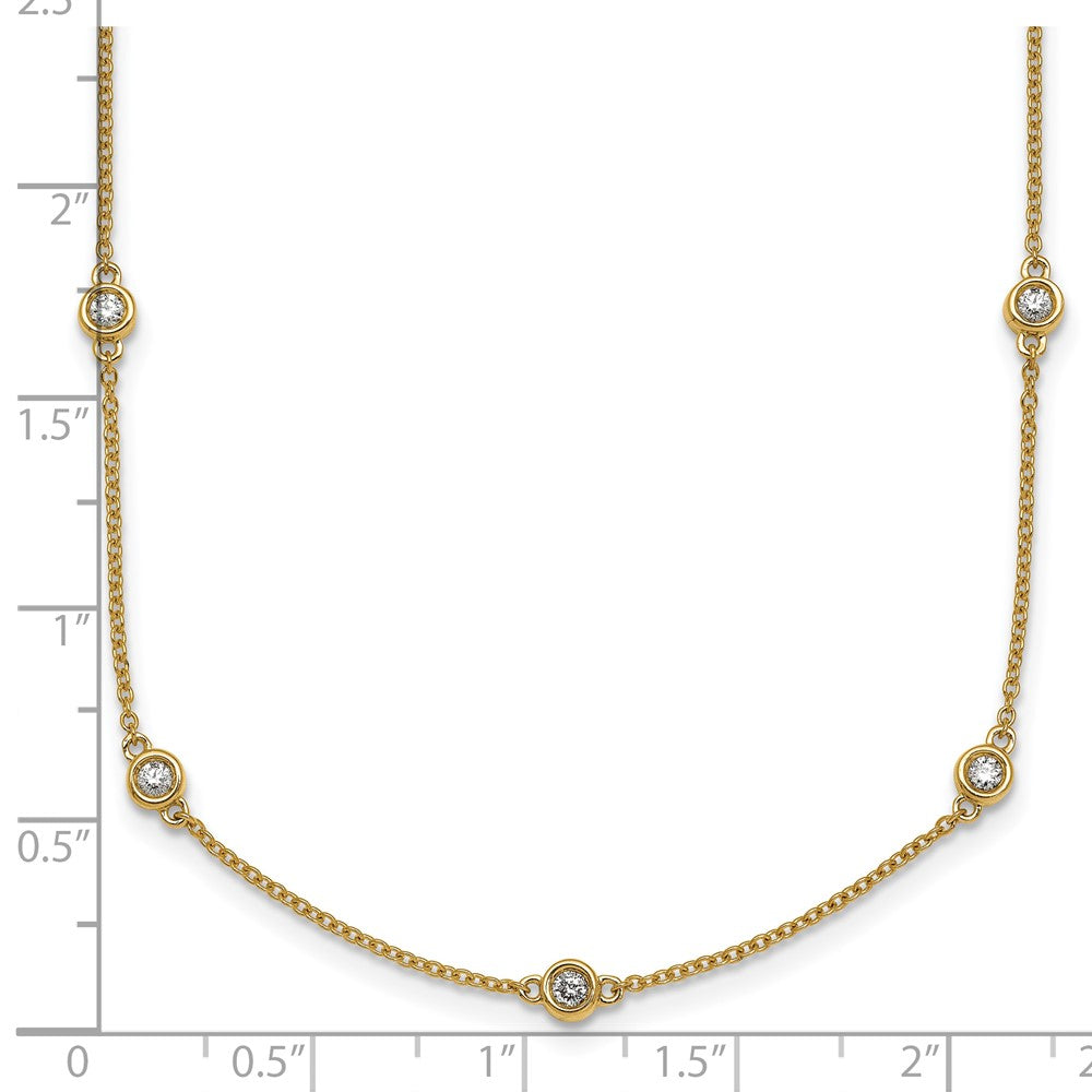 14K Yellow Gold Complete 1/2 carat Bezel-set Diamond and Cable Chain 15-Station 18 Inch Necklace