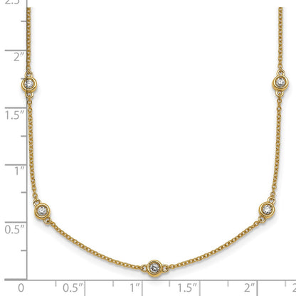 14K Yellow Gold Complete 1/2 carat Bezel-set Diamond and Cable Chain 15-Station 18 Inch Necklace
