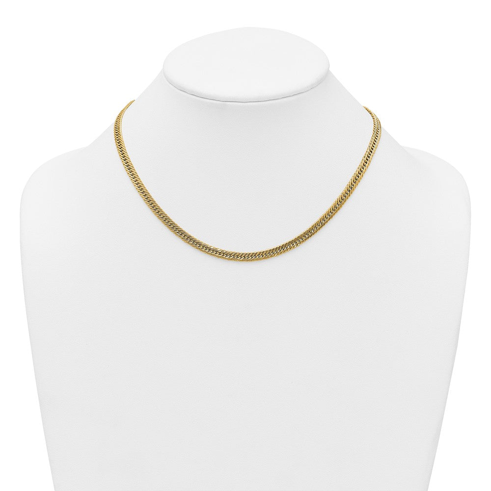 14K Yellow Gold Polished Fancy Hollow Curb Link 17 Inch Necklace