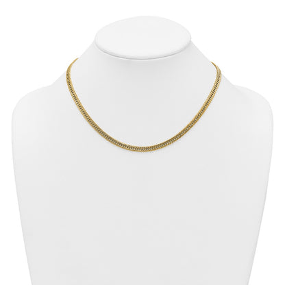 14K Yellow Gold Polished Fancy Hollow Curb Link 17 Inch Necklace