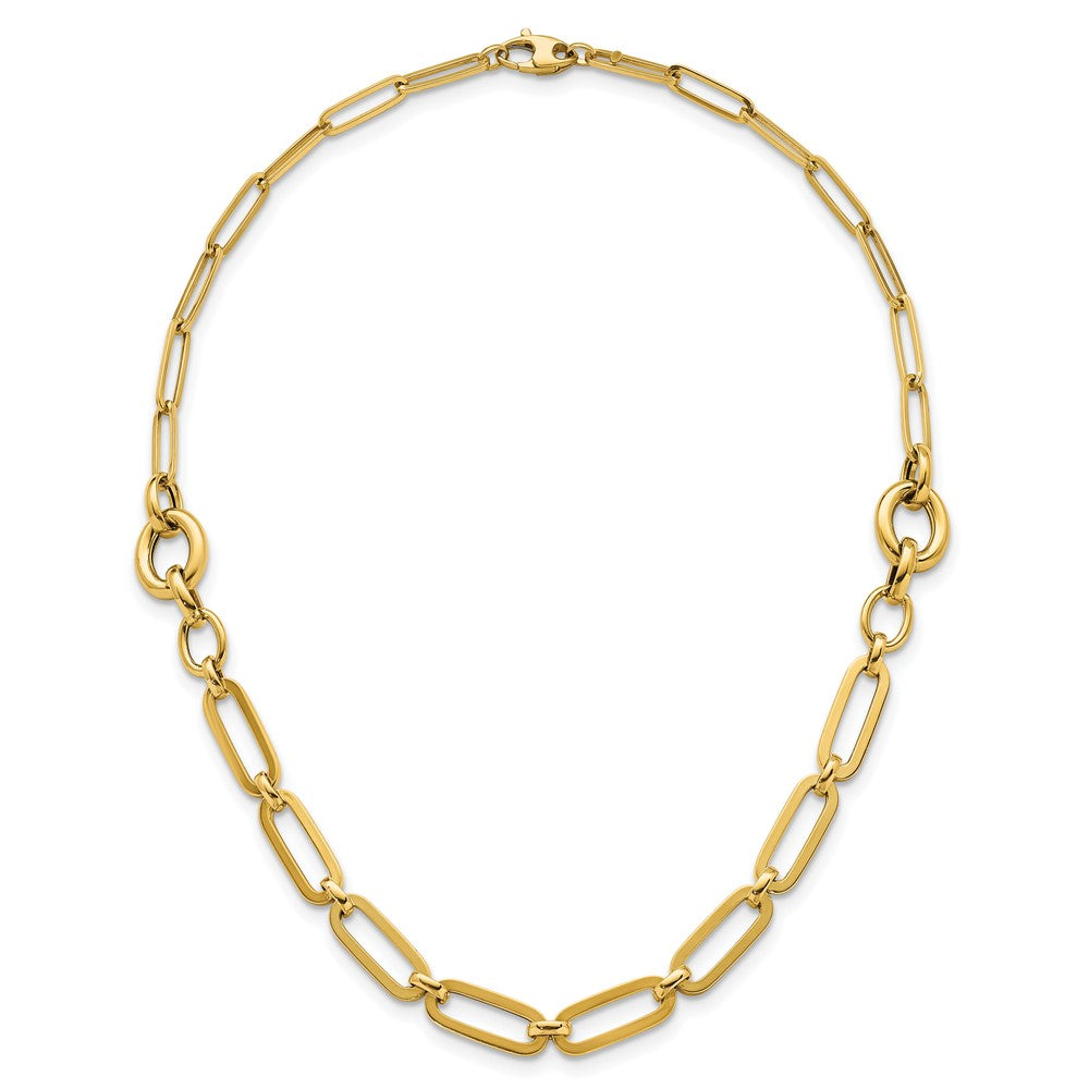 14K Yellow Gold Polished Fancy Paperclip Link 17.25 Inch Necklace