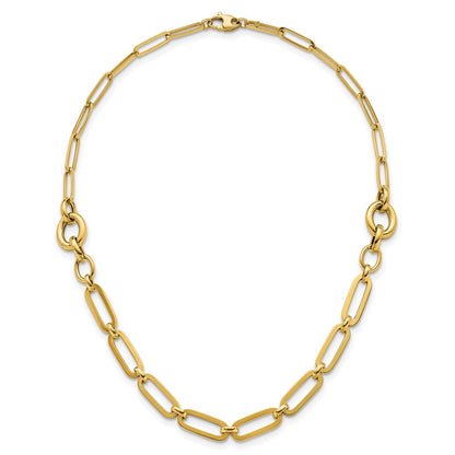 14K Yellow Gold Polished Fancy Paperclip Link 17.25 Inch Necklace