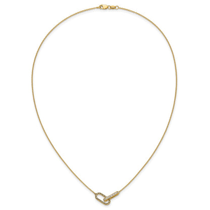 14K Yellow Gold Polished 1/15 carat Diamond Interlocked Paperclip Links 18 Inch Necklace