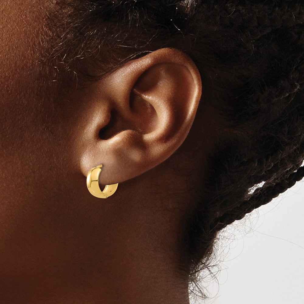 14K Yellow Gold Polished 5mm Hinged Huggie Hoop Earrings