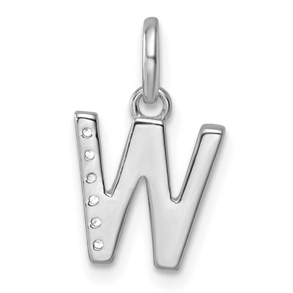 14K White Gold Twisted .05 ct. Diamond Initial W Charm