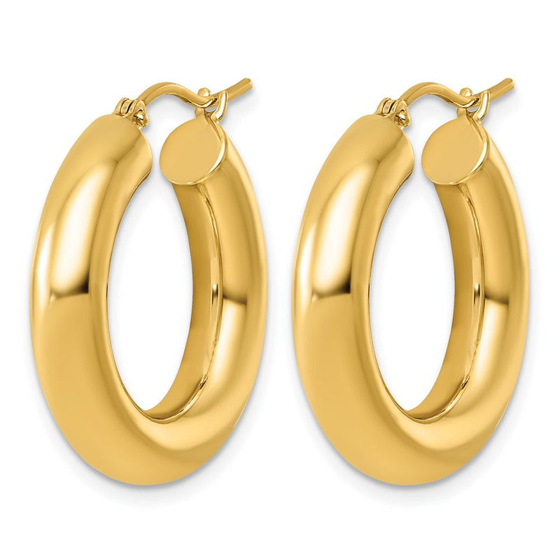 14K Yellow Gold 5x25mm Polished Tube Hoop Earrings