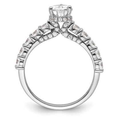 14K White Gold 2 carat Lab Grown Diamond VS/SI+ G+ Pear Complete Engagement Ring