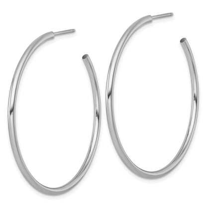 14K White Gold Polished 2.0 x 45mm Tube C-Hoop Post Earrings