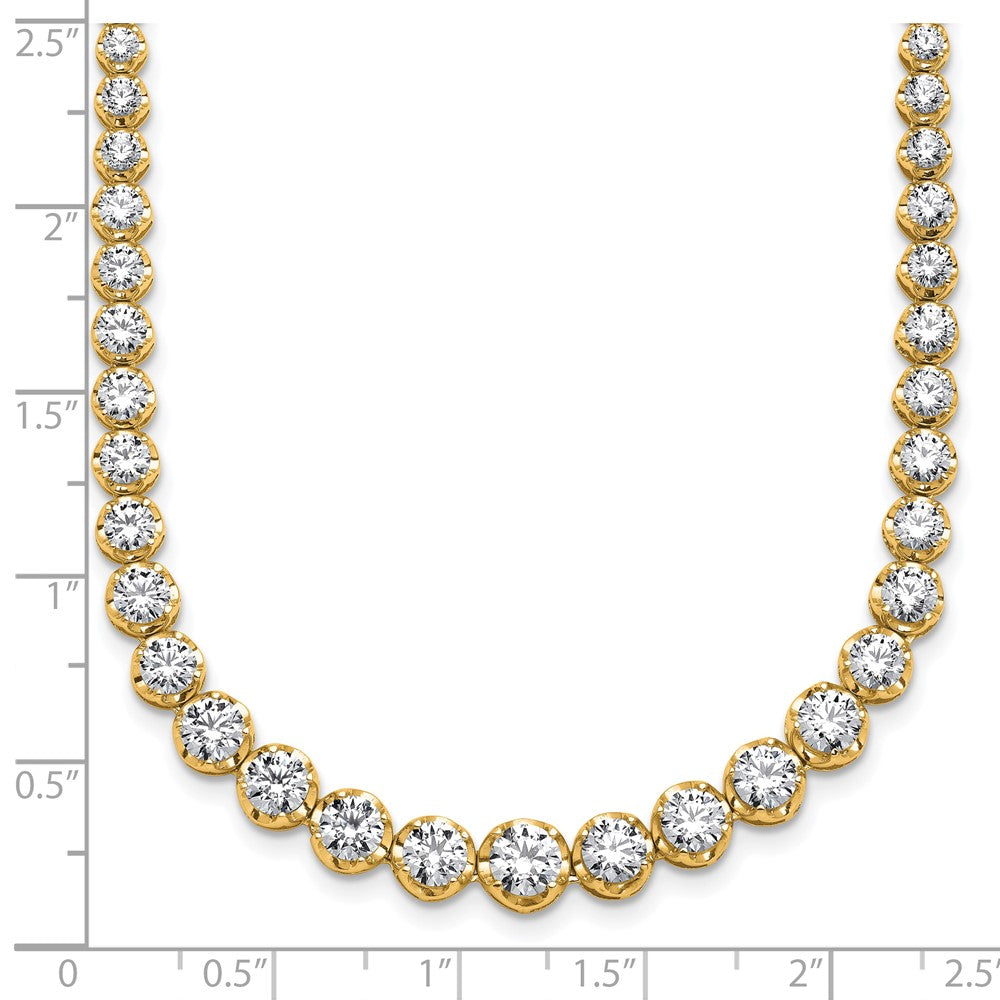 14K Yellow Gold 10 1/2 carat Certified Lab Grown Diamond VS/SI+ G+ Complete Round 16 Inch Graduated Tennis Necklace