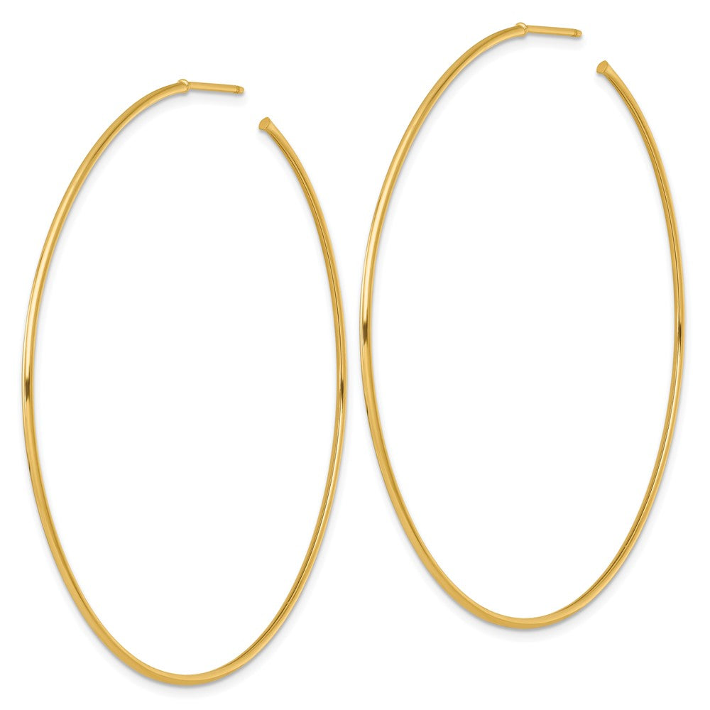 14K Yellow Gold Polished 1.2 x 65mm Solid C-Hoop Post Earrings