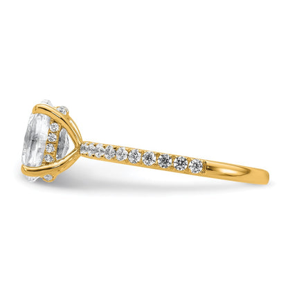 14K Yellow Gold 1 7/8 carat Certified Lab Grown Diamond VS+ F+ Oval Complete Solitaire with Flair Engagement Ring