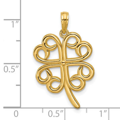 14K Yellow Gold Polished Four Leaf Clover Pendant