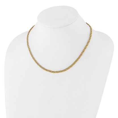 14K Yellow Gold Polished 4.25mm Fancy Byzantine Link 18 Inch Necklace