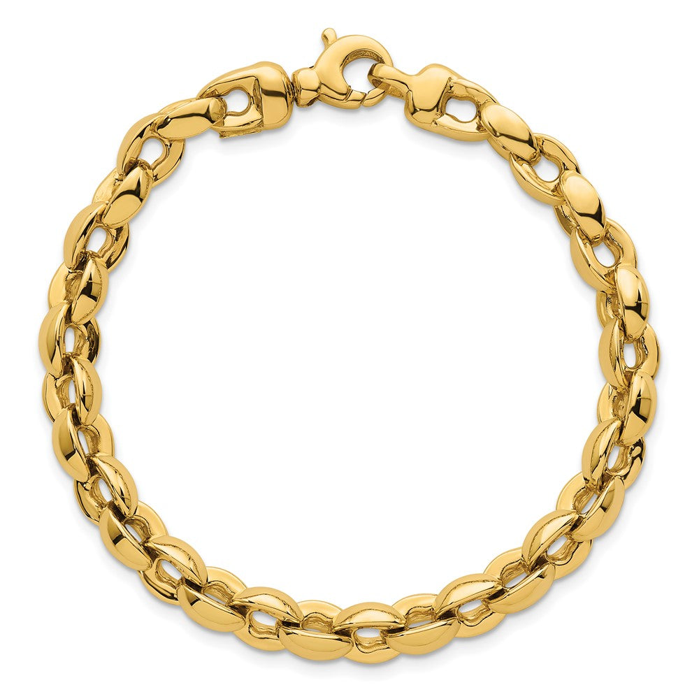 14K Yellow Gold Polished 6.75mm Round Fancy Link 7.5 Inch Bracelet