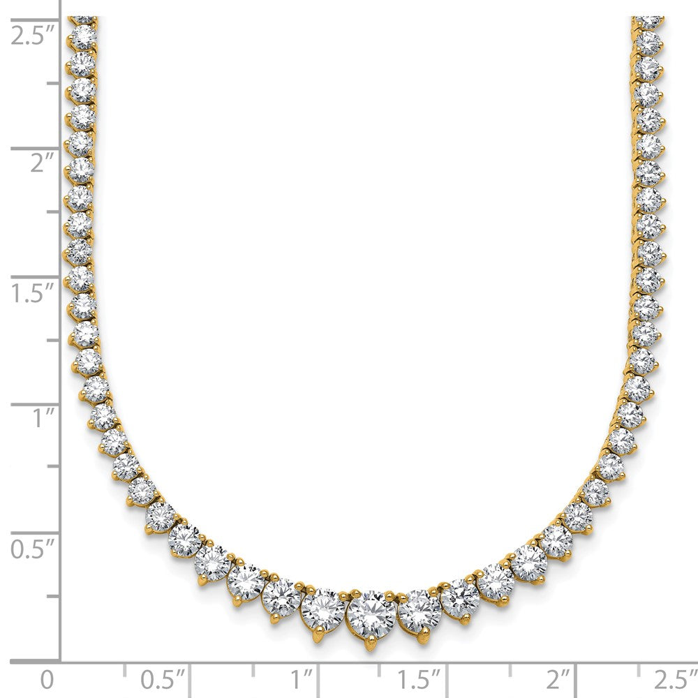 14K Yellow Gold 10 7/8 carat Lab Grown Diamond VS/SI+ G+ Complete Round 18 Inch Graduated Tennis Necklace