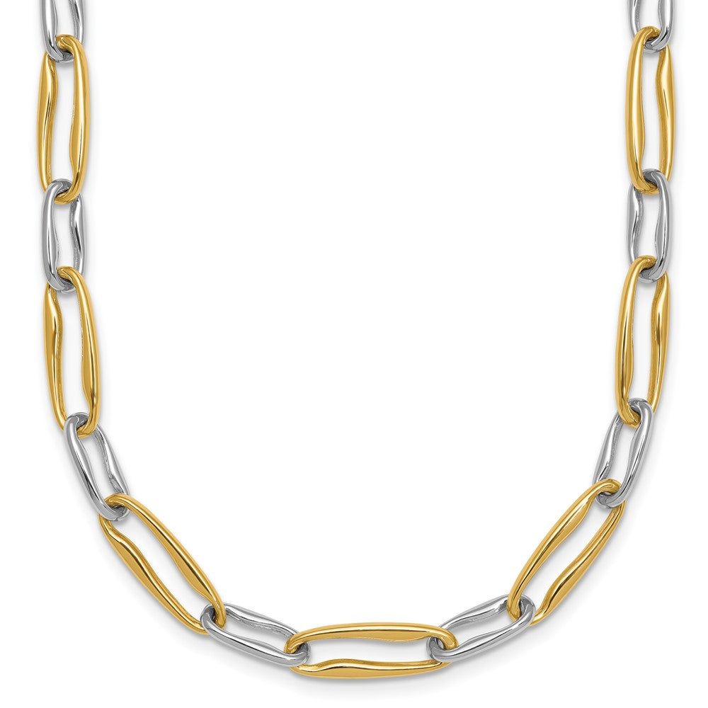 14K Two-Tone Gold Two-tone Polished 5.75mm Fancy Long Link 18 Inch Necklace