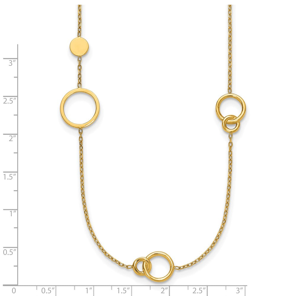 14K Yellow Gold Polished Circle and Chain Pattern 25.5 Inch Necklace