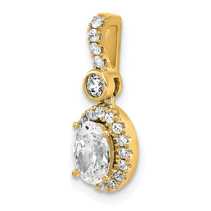 14K Yellow Gold 1 carat Certified Lab Grown Diamond VS/SI+ G+ Oval Complete Halo Pendant
