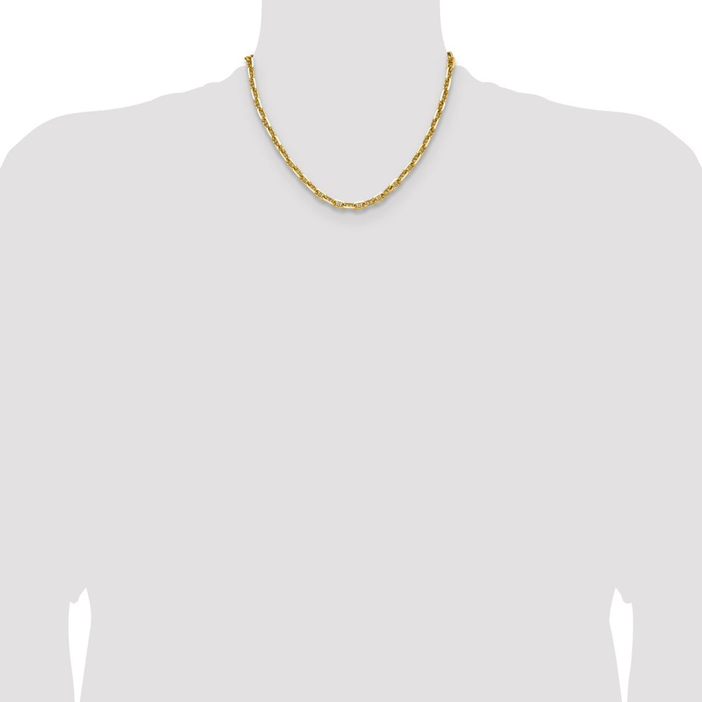 14K Yellow Gold 5.7mm D/C Mariner Anchor 18 Inch Chain