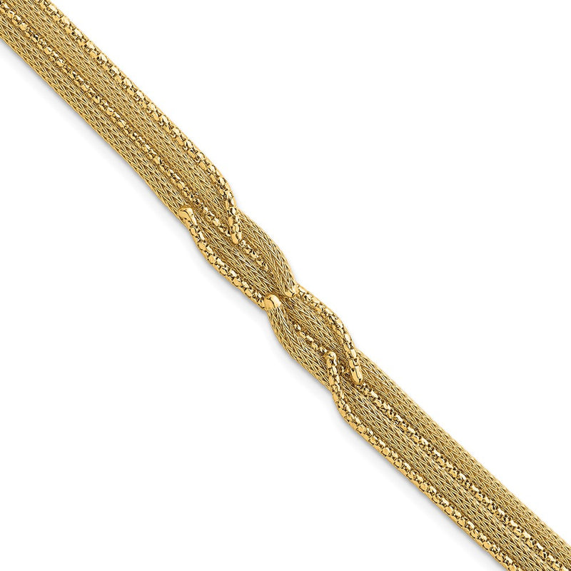 14K Yellow Gold Textured Woven Mesh Fancy Chain Bracelet