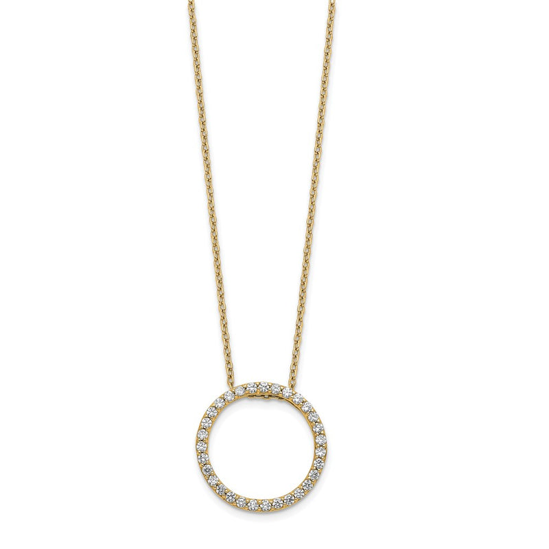 14K Yellow Gold Polished 1/2 carat Diamond Circle 18 Inch Necklace
