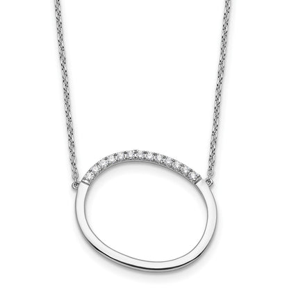 14K White Gold Sideways Diamond Initial O 18 Inch Necklace