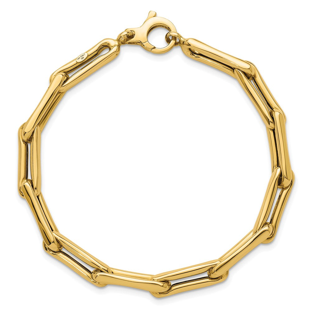 14K Yellow Gold Polished 5.7mm Fancy Long Link Chain Bracelet