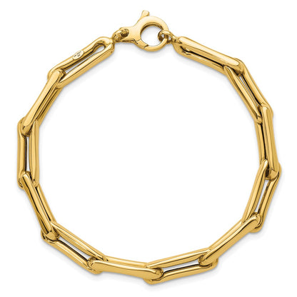 14K Yellow Gold Polished 5.7mm Fancy Long Link Chain Bracelet