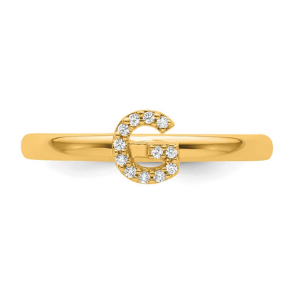 14K Yellow Gold Stackable Diamond Initial G Size 7 Ring