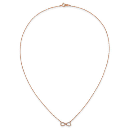 14K Rose Gold Polished 1/6 carat Diamond Infinity Symbol 18 Inch Necklace