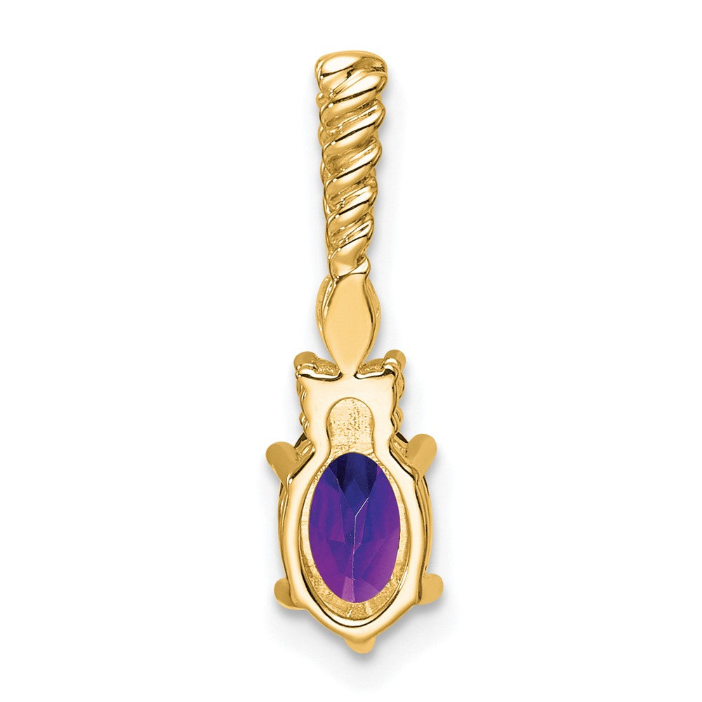 14K Yellow Gold Diamond and 7x5 Oval February/Amethyst Twisted Chain Slide