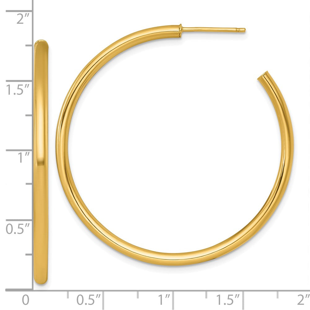 14K Yellow Gold Polished 2.5 x 45mm Tube C-Hoop Post Earrings