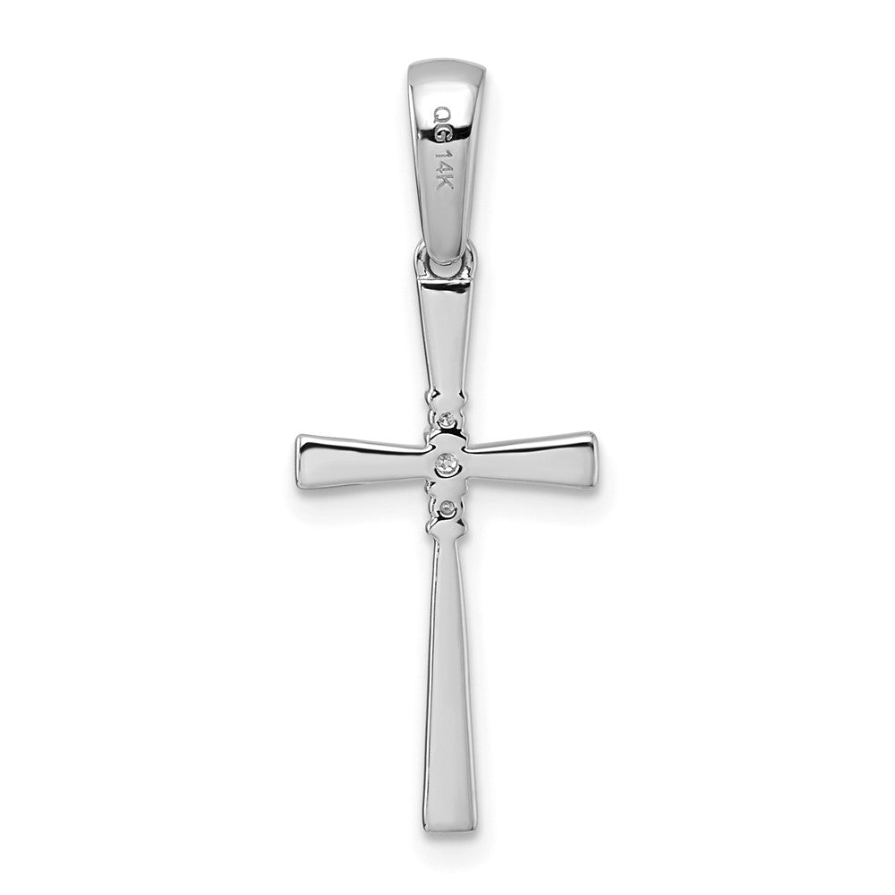 14K White Gold 1/20 carat Diamond Cross Pendant