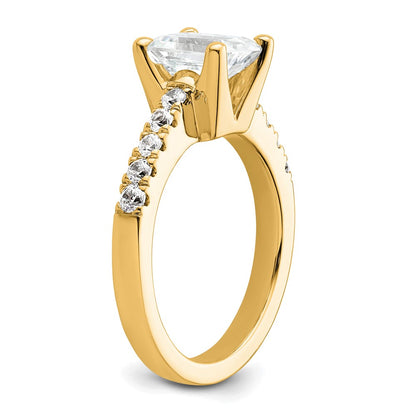 True Origin 14K Yellow Gold 3/8 carat Lab Grown Diamond VS+ F+ Semi-Mount Emerald Engagement Ring