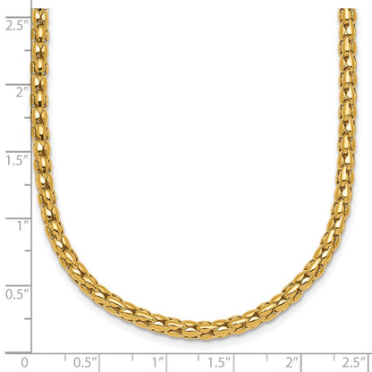 14K Yellow Gold Polished 3.5mm Fancy Link 18 Inch Necklace