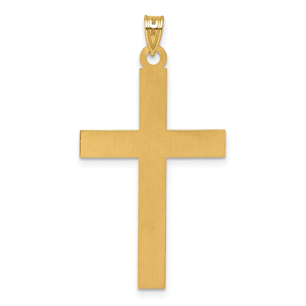 14K Yellow Gold Laser Etched Cross Charm