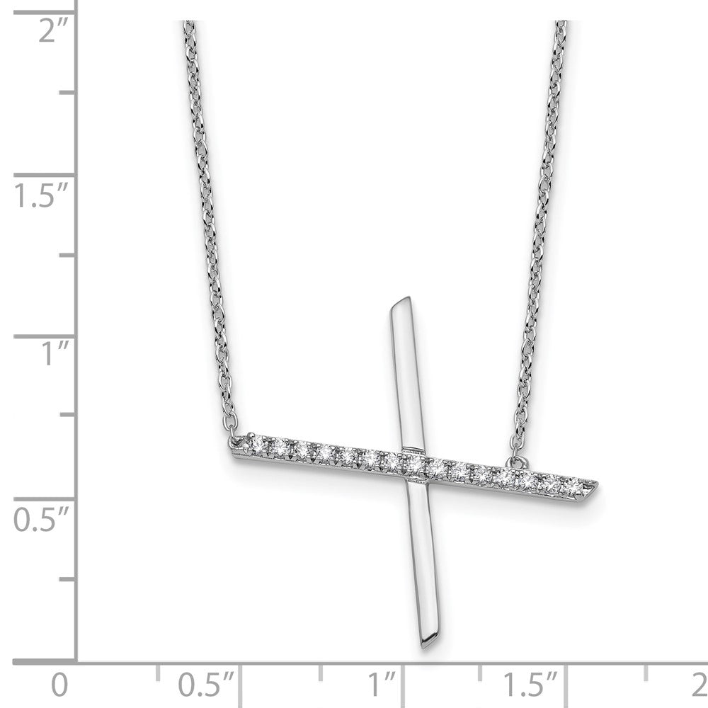 14K White Gold Sideways Diamond Initial X 18 Inch Necklace
