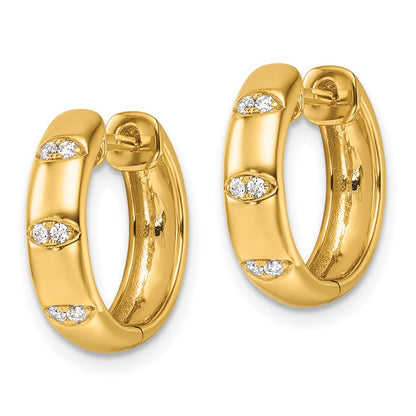 14K Yellow Gold 1/8 carat Diamond Fancy Hinged Hoop Earrings