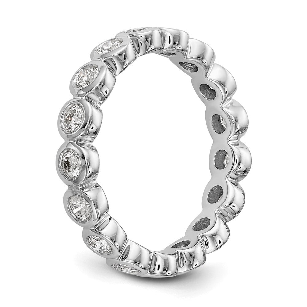 14K White Gold Polished Size 7 Bezel-set 1 carat Diamond Complete Eternity Wedding Band Ring