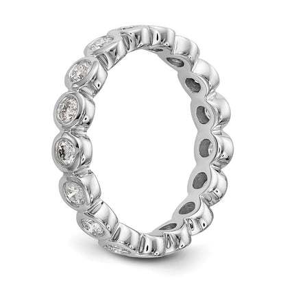 14K White Gold Polished Size 7 Bezel-set 1 carat Diamond Complete Eternity Wedding Band Ring