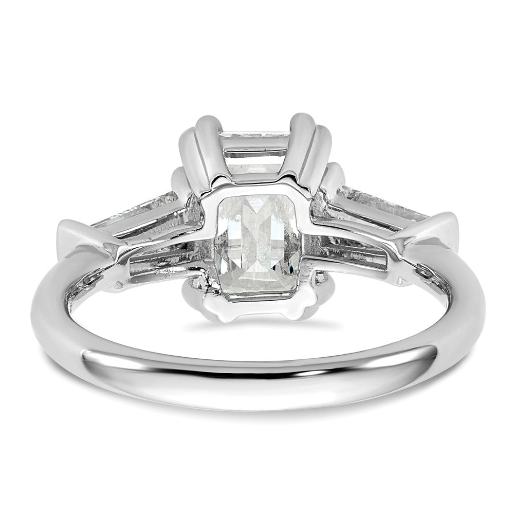 14K White Gold 3/4ct Lab Grown Dia VS+ F+ Emerald Center Semi-Mount Eng Ring