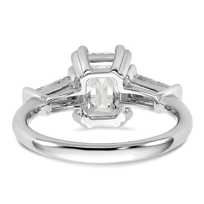 14K White Gold 3/4ct Lab Grown Dia VS+ F+ Emerald Center Semi-Mount Eng Ring