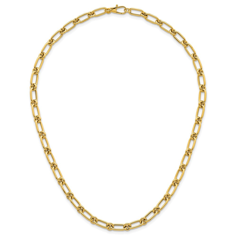 14K Yellow Gold Polished 6mm Oval and Circle Link 18 Inch Necklace