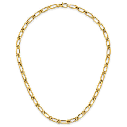 14K Yellow Gold Polished 6mm Oval and Circle Link 18 Inch Necklace