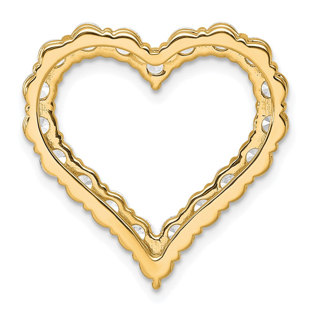 14K Yellow Gold 3 carat Lab Grown Diamond VS+ F+ Complete Heart Chain Slide Pendant